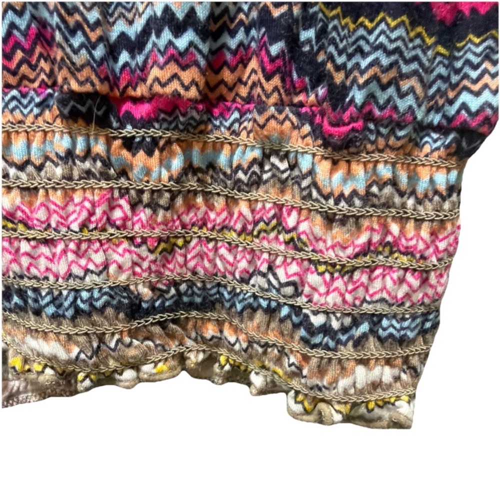 American Rag Pink and Cream Striped Peasant Blouse 3/4Bell Sleeves Smocked Waist - Picture 4 of 7